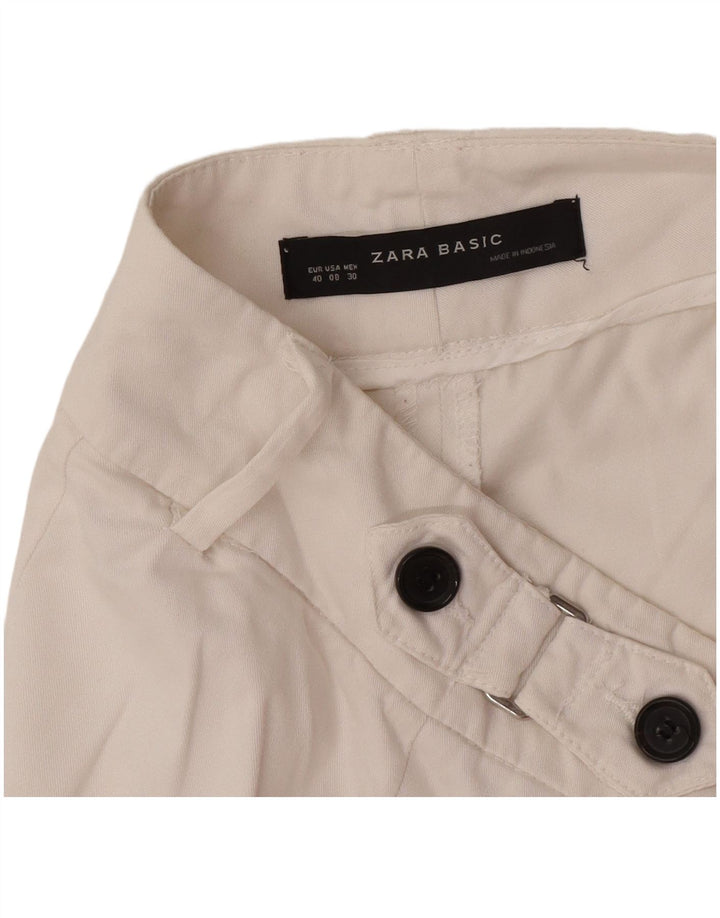 Zara Γυναικείο ίσιο παντελόνι Capri EU 40 Medium W30 L17 Λευκό