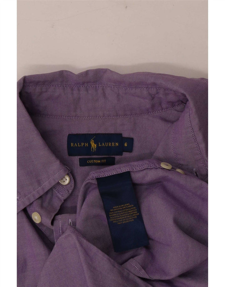 Ανδρικό πουκάμισο Ralph Lauren με προσαρμοσμένη εφαρμογή US 6 μεσαίο μωβ βαμβακερό
