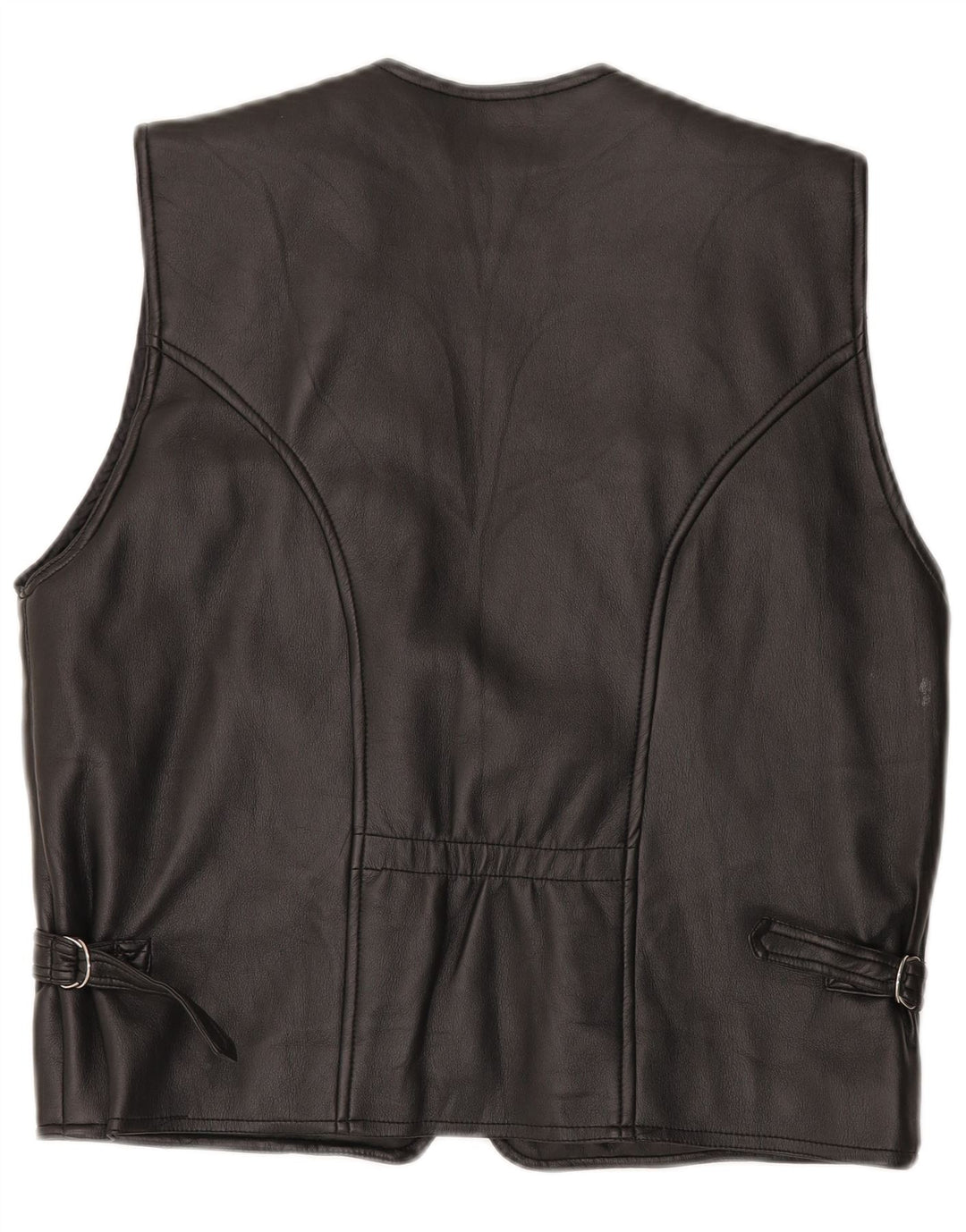 Vintage Γυναικείο Δερμάτινο Gilet UK 16 Large Μαύρο