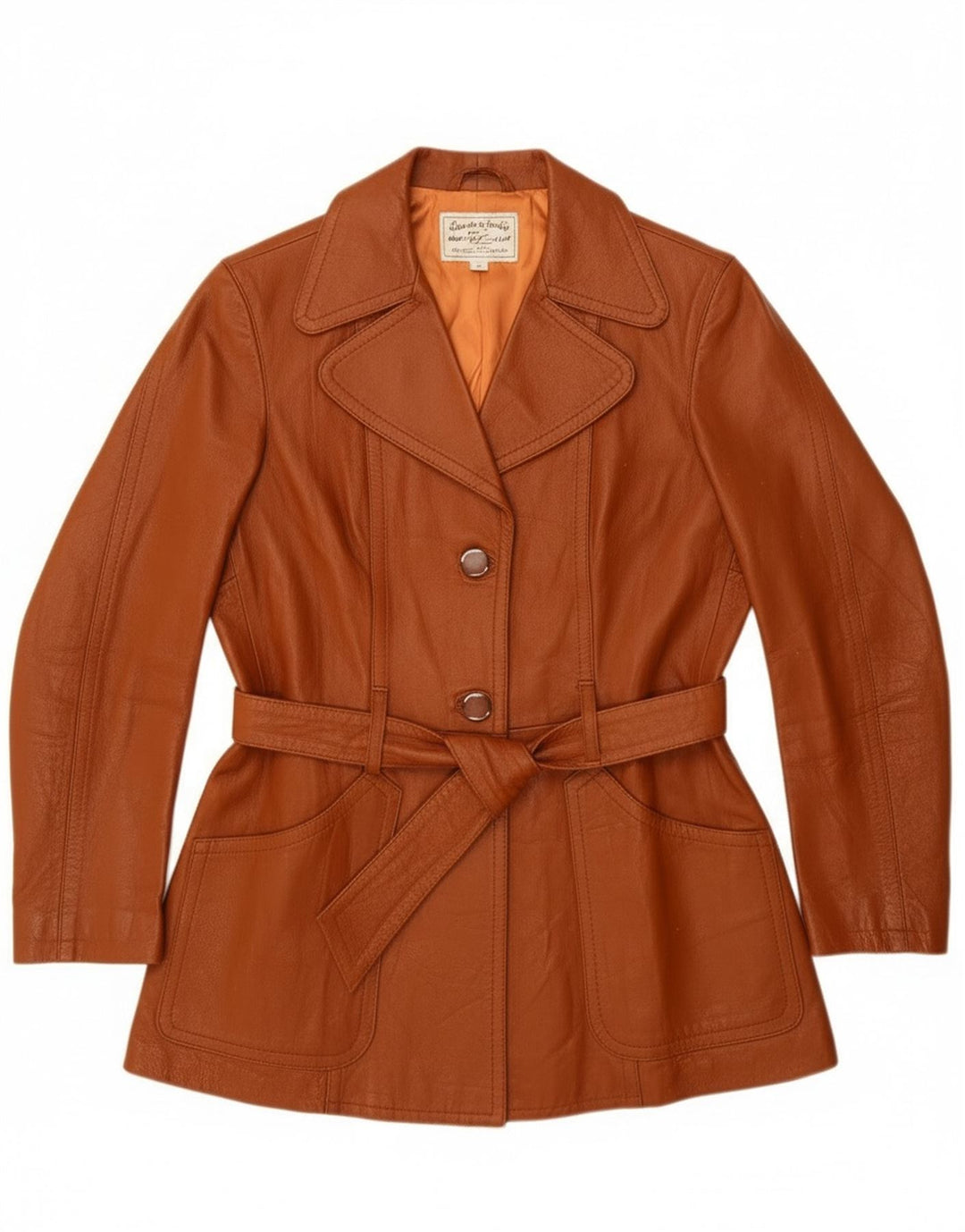 Vintage Γυναικείο Δερμάτινο Μπουφάν UK 14 Δερμάτινο Μεσαίο Καφέ