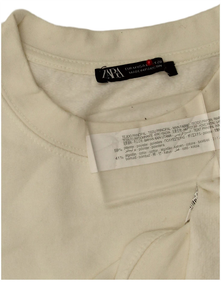 Zara Γυναικεία Φούτερ Jumper UK 14 Medium White Polyester
