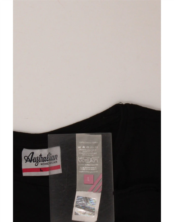 Γυναικείο T-Shirt AUSTRALIAN L'ALPINA Top UK 16 μεγάλο μαύρο βαμβακερό