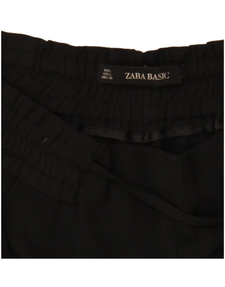 ZARA Γυναικείο ψηλόμεσο κωνικό παντελόνι UK 16 μεγάλο W34 L27 μαύρο