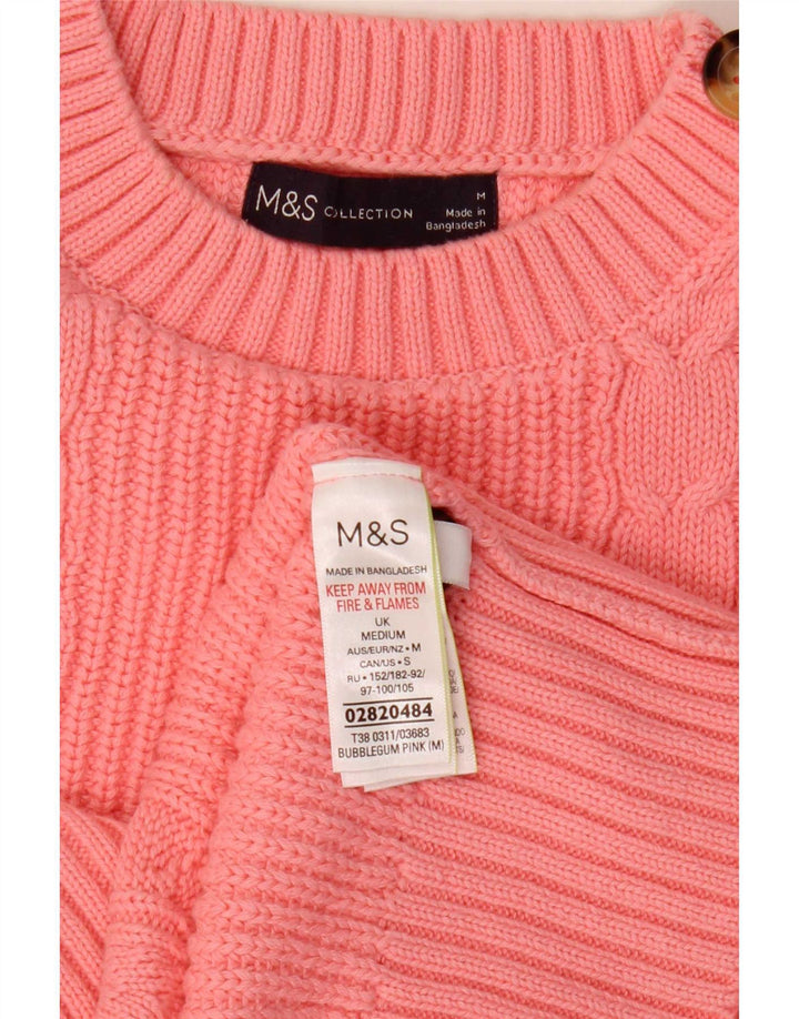 Marks & Spencer Γυναικείο πουλόβερ Crop Crew Neck Jumper UK 14 Medium Pink