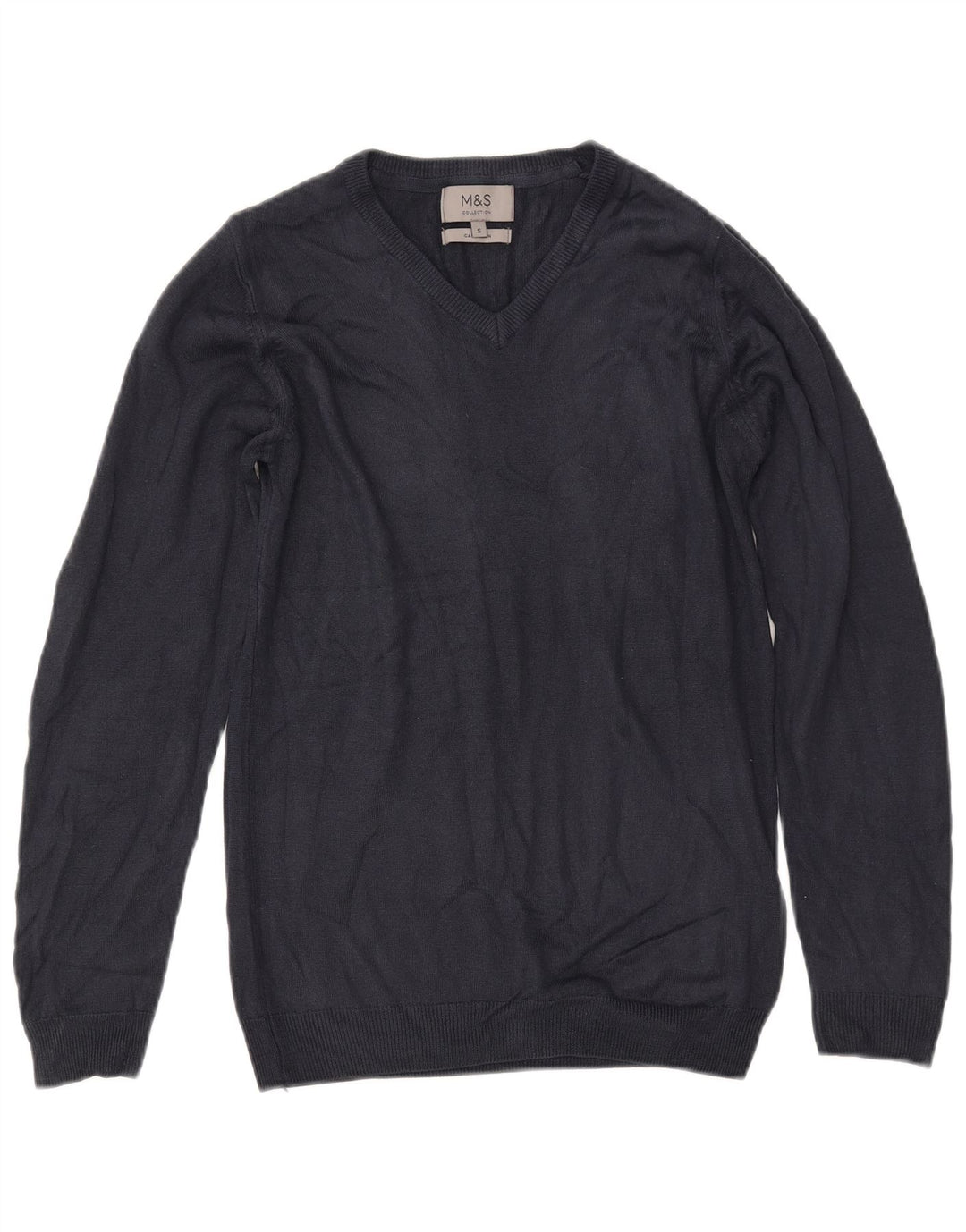 MARKS & SPENCER Γυναικείο πουλόβερ με λαιμόκοψη με V λαιμόκοψη UK 10 Small Navy Blue Acrylic