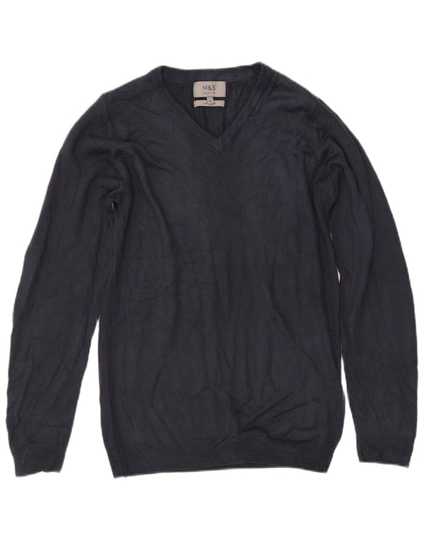 MARKS & SPENCER Γυναικείο πουλόβερ με λαιμόκοψη με V λαιμόκοψη UK 10 Small Navy Blue Acrylic