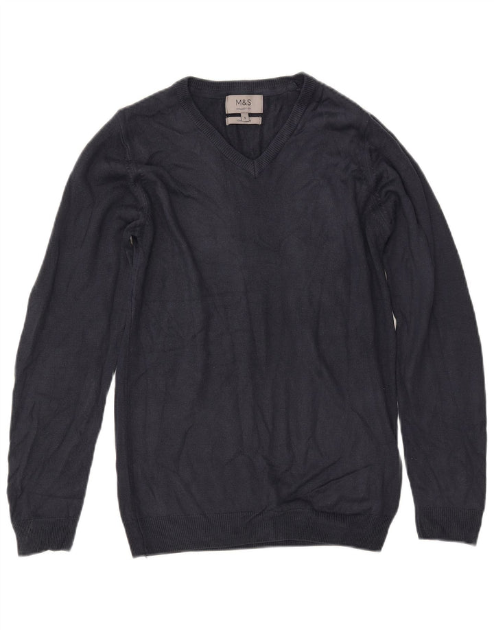 MARKS & SPENCER Γυναικείο πουλόβερ με λαιμόκοψη με V λαιμόκοψη UK 10 Small Navy Blue Acrylic