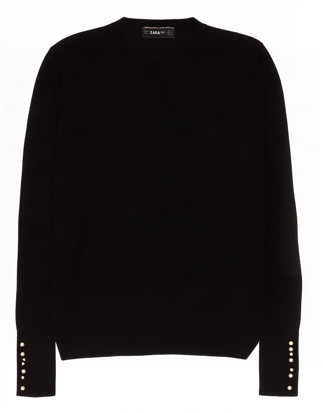 Zara Γυναικείο πουλόβερ με λαιμόκοψη UK 12 Medium Μαύρο