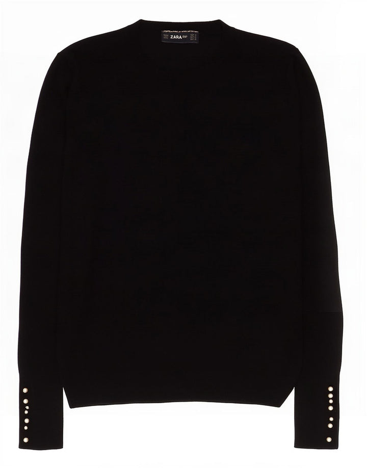 Zara Γυναικείο πουλόβερ με λαιμόκοψη UK 12 Medium Μαύρο