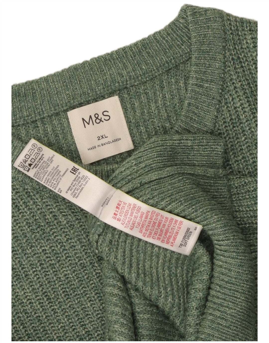 Marks & Spencer Ανδρικό πουλόβερ με λαιμόκοψη 2XL πράσινο πολυαμίδιο