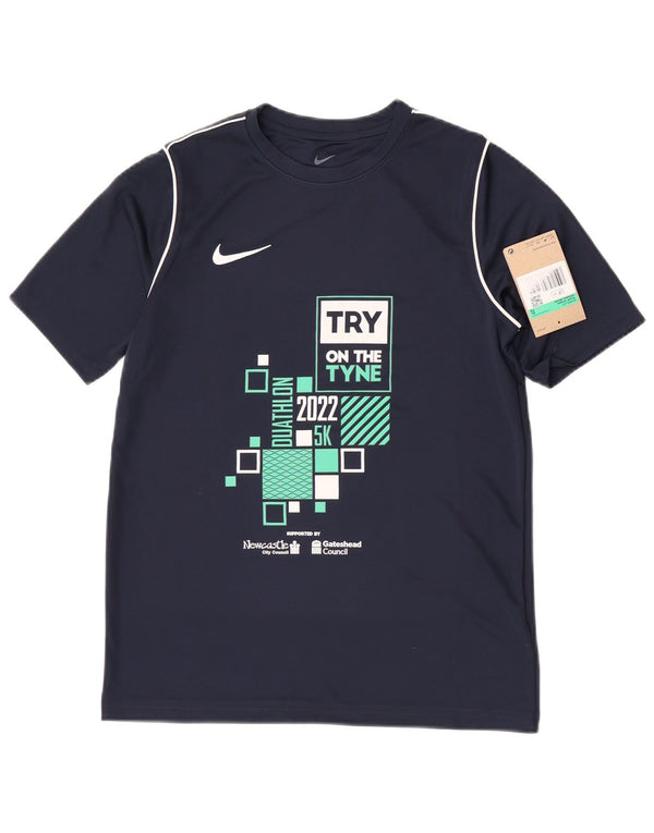 Nike Boys Dri Fit Graphic T-shirt Top 13-14 ετών XL Navy Blue Polyester