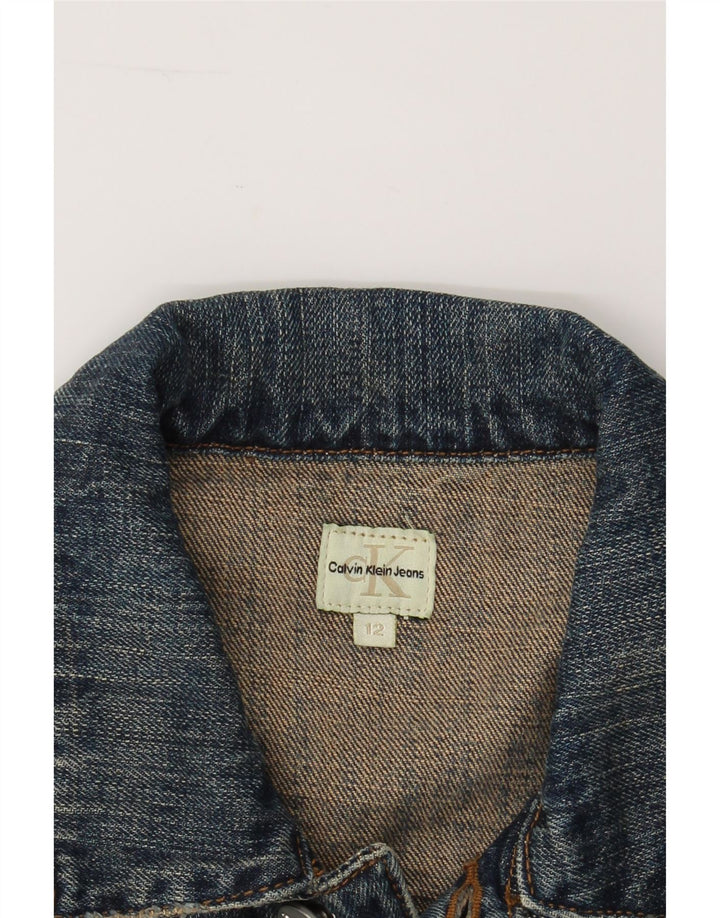 CALVIN KLEIN Boys Denim Jacket 11-12 Years Navy Blue Cotton Vintage Calvin Klein and Second-Hand Calvin Klein from Messina Hembry 