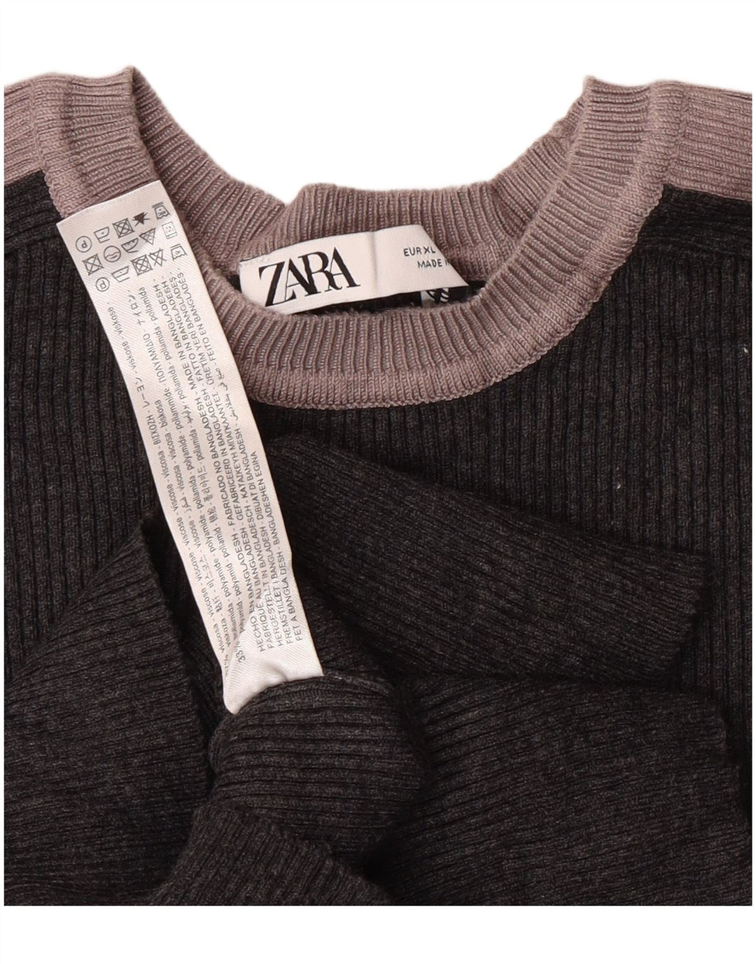 Γυναικείο πουλόβερ ZARA Crop Boat Neck Jumper UK 18 XL Grey Colourblock