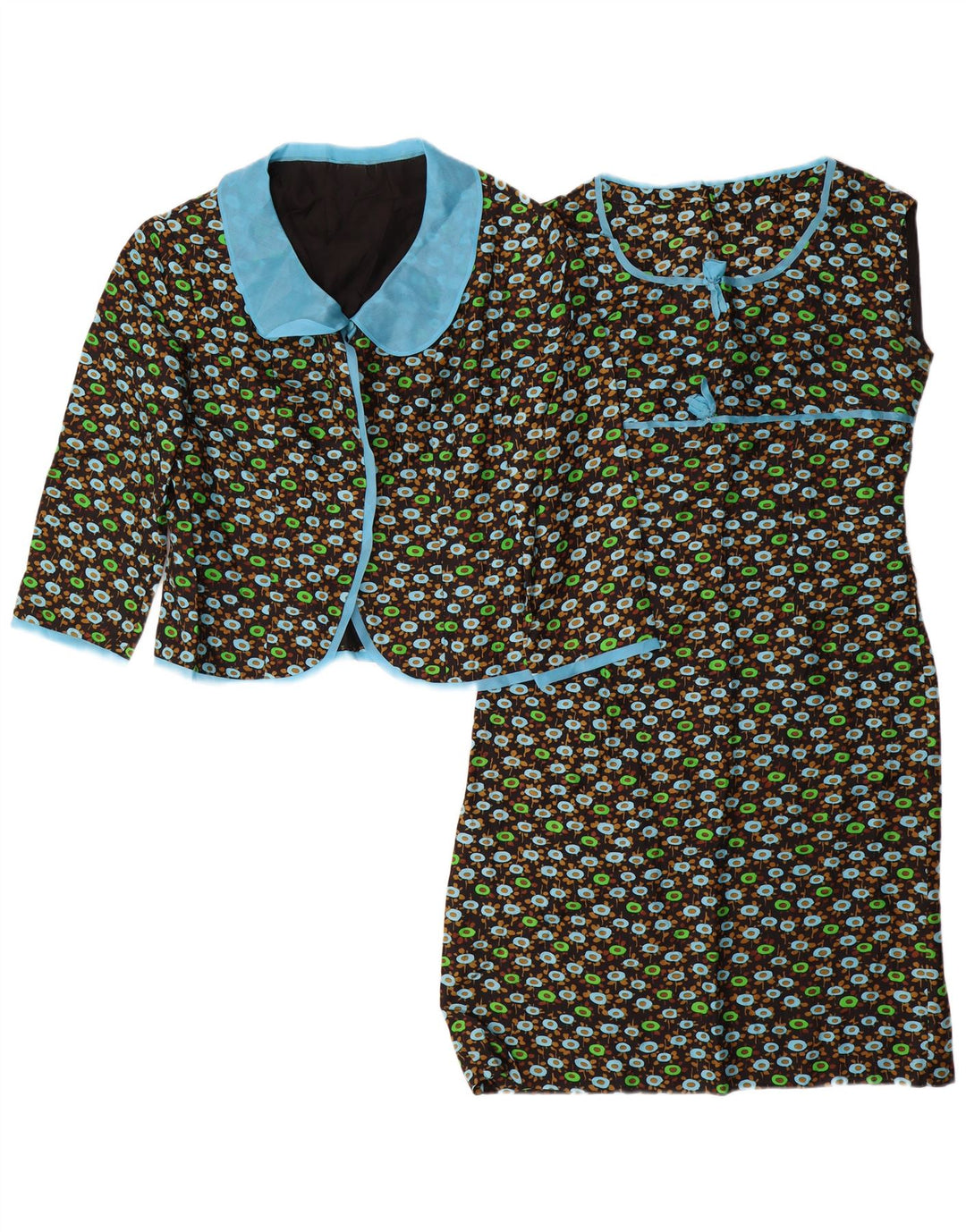 VINTAGE Γυναικείο μανίκι 2 τεμαχίων UK 14 μεσαίο μαύρο φλοράλ