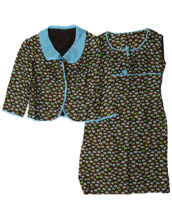 VINTAGE Γυναικείο μανίκι 2 τεμαχίων UK 14 μεσαίο μαύρο φλοράλ