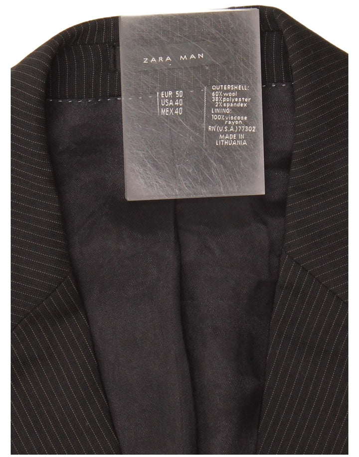 Zara Ανδρικό σακάκι μπλέιζερ με 2 κουμπιά EU 50 μεσαίο μαύρο ριγέ μαλλί