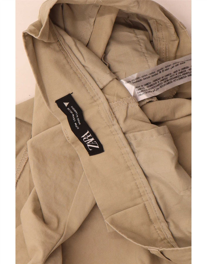 Zara Γυναικείο σορτς με καρφίτσες casual Medium W28 Μπεζ βαμβακερό