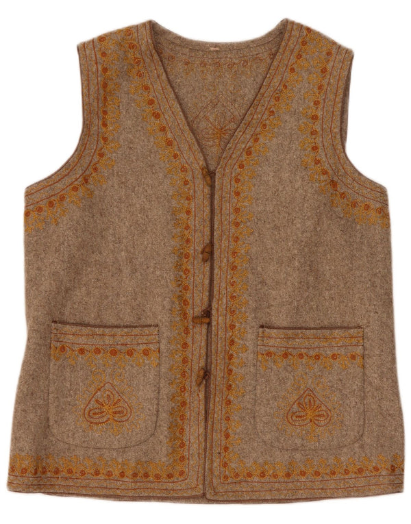 Vintage Ανδρικό Duffle Gilet UK 36 Small Beige Floral