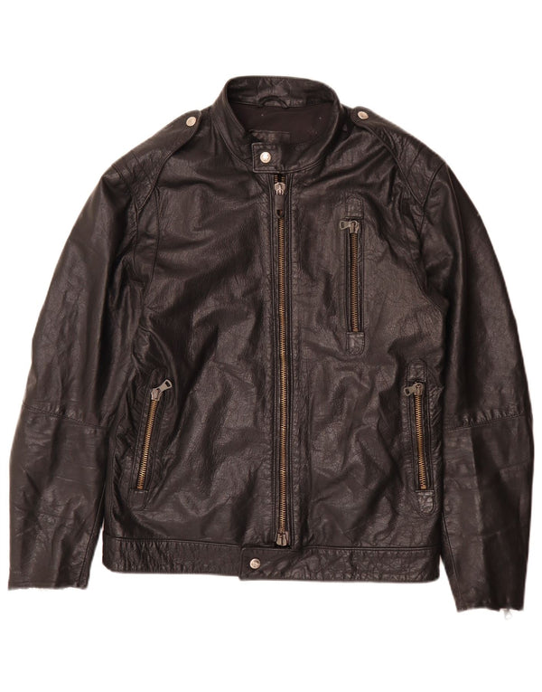 Vintage Ανδρικό Δερμάτινο Μπουφάν Biker IT 52 Large Μαύρο