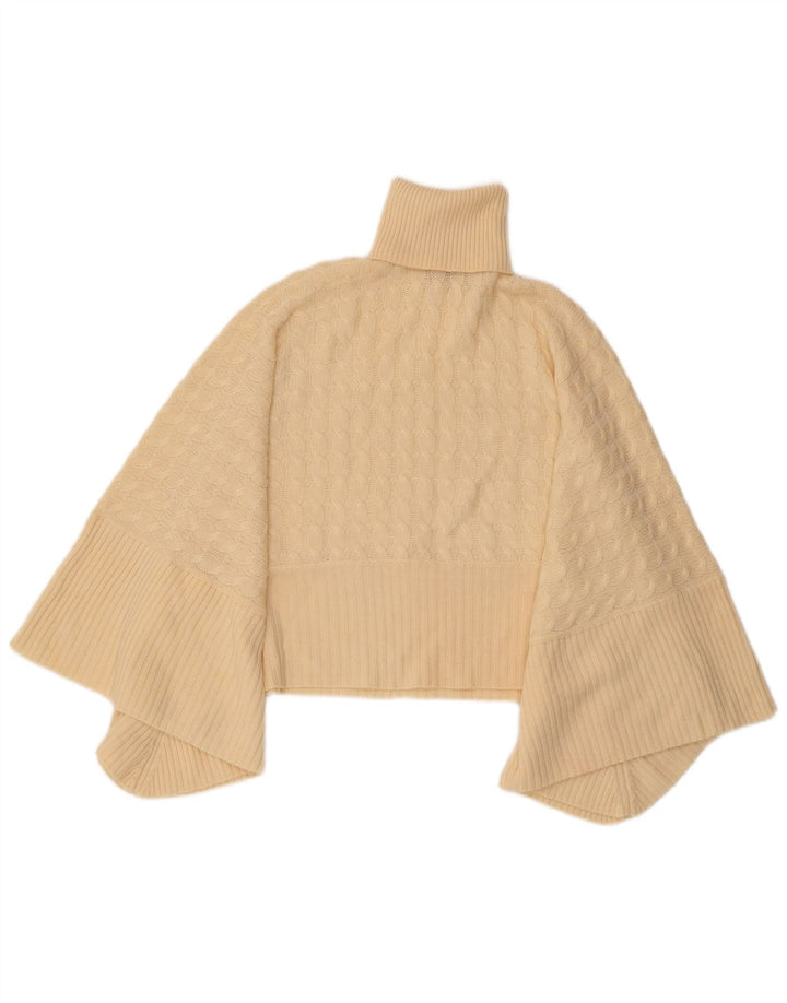 MAX MARA Γυναικεία ρολό λαιμόκοψη Poncho Jumper UK 10 Μικρό μπεζ παρθένο μαλλί