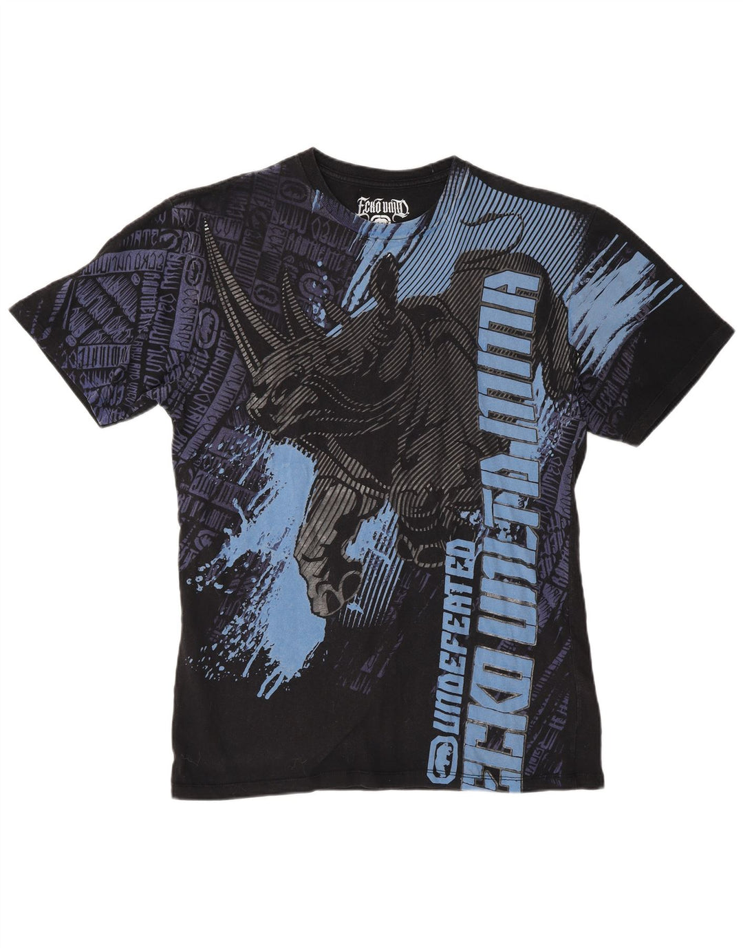 Ανδρικό γραφικό μπλουζάκι Ecko Unltd Top μεγάλο μαύρο βαμβακερό