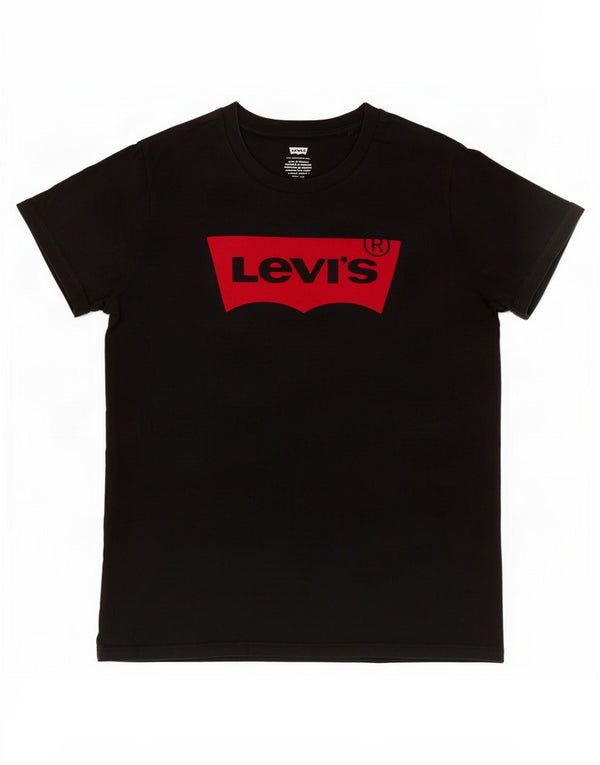 Γυναικείο γραφικό T-Shirt Levi's Top UK 10 Small Black Cotton