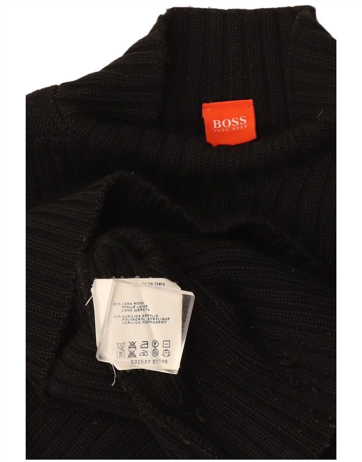 Ανδρικό πουλόβερ με λαιμό χελώνα Hugo Boss, μαύρο μάλλινο μεγάλο