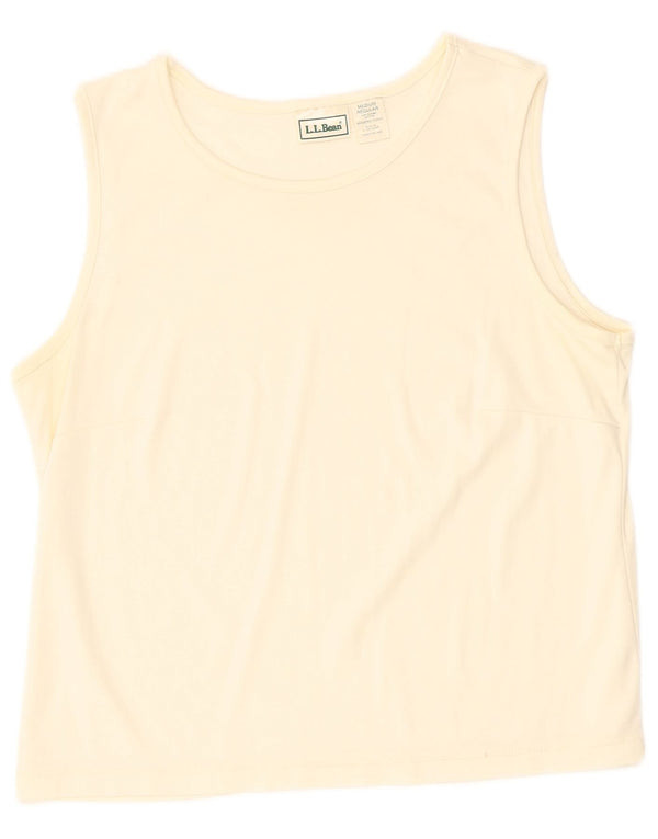 L.L.BEAN Womens Crop Vest Top UK 14 Medium Off White Cotton
