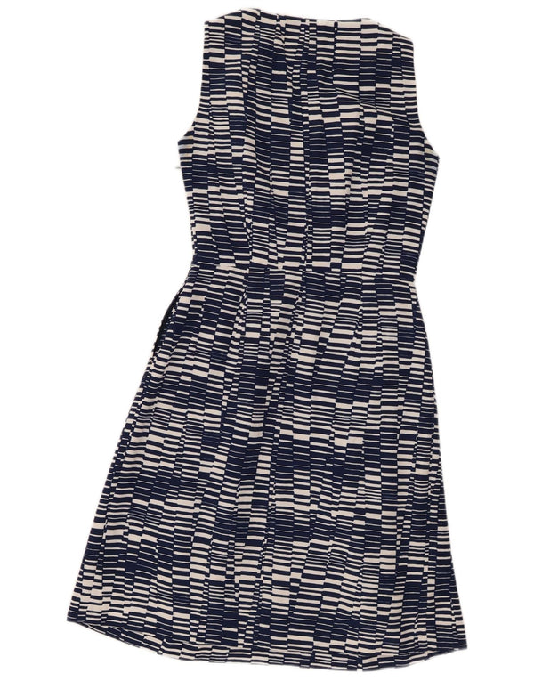 Stefanel Womens Sleeveless Sheath Dress EU 38 Medium Navy Blue Geometric