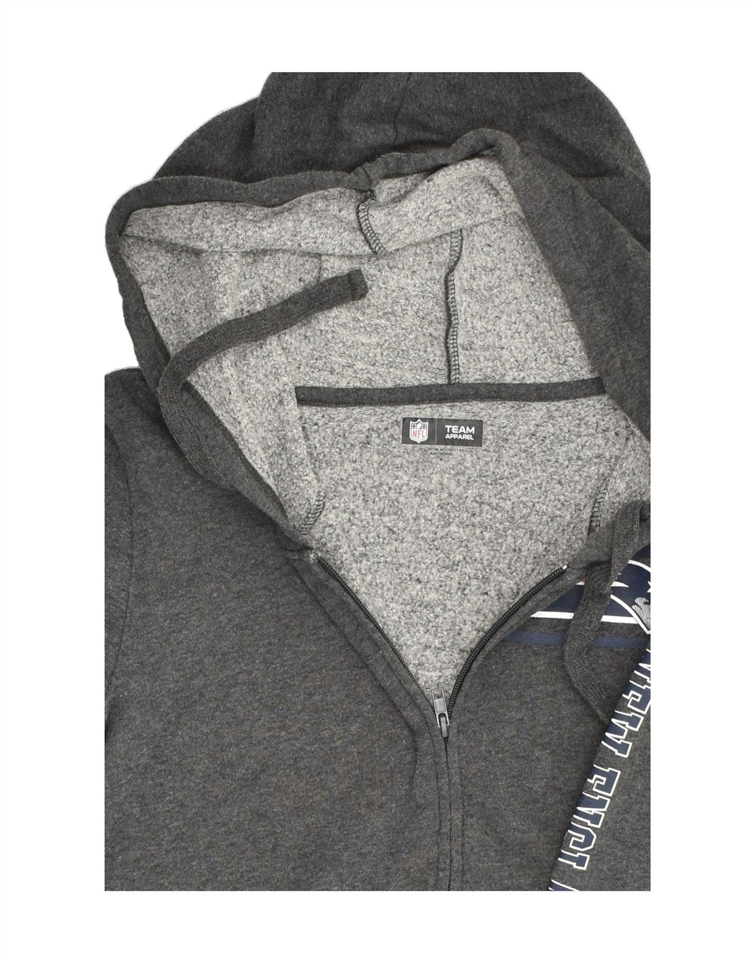 NFL Womens Zip Hoodie Sweater UK 12 Medium Grey Cotton | Vintage NFL | Thrift | Second-Hand NFL | Used Clothing | Messina Hembry 