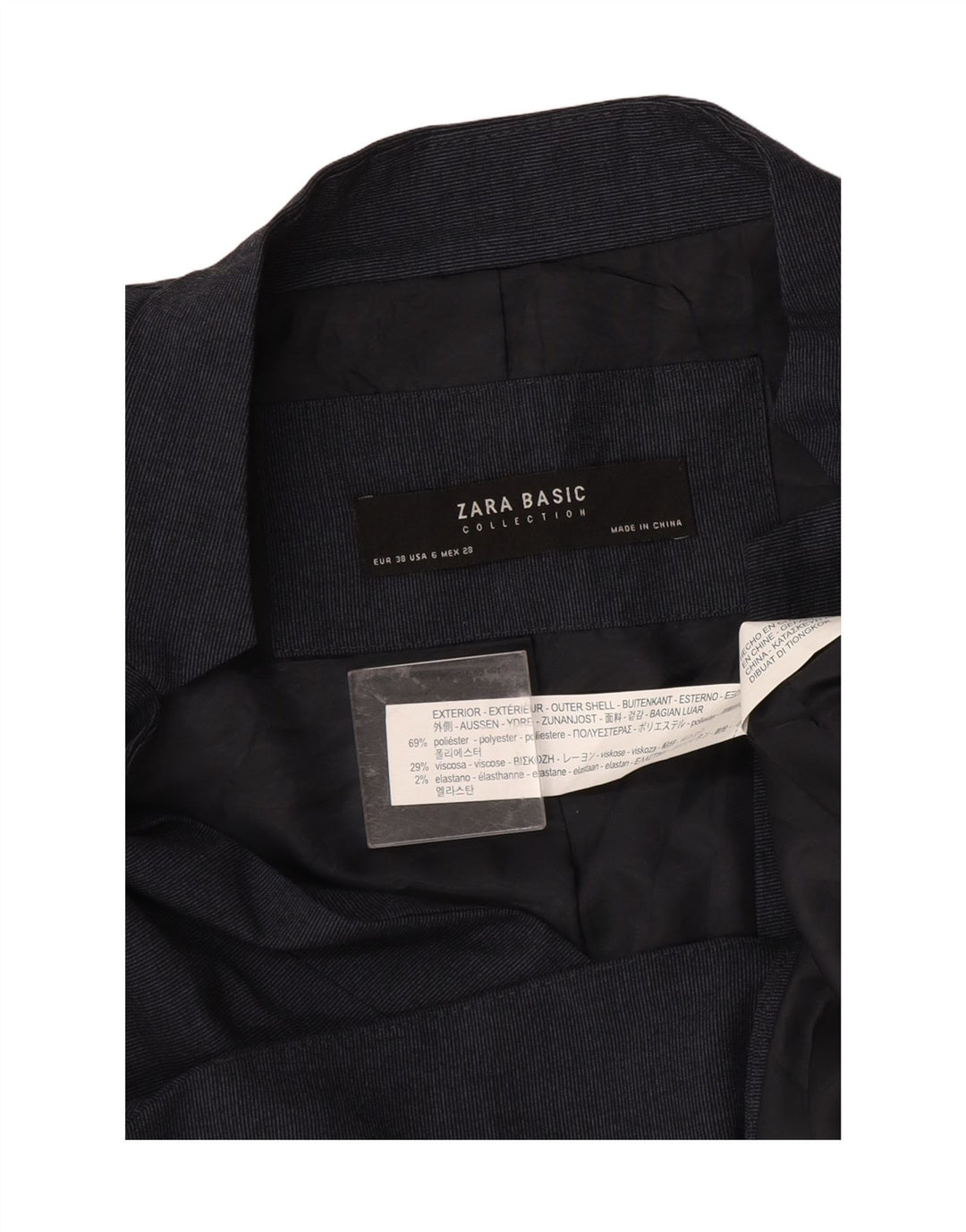 Zara Γυναικείο μπουφάν σακάκι με 1 κουμπί EU 38 Small Navy Blue Polyester