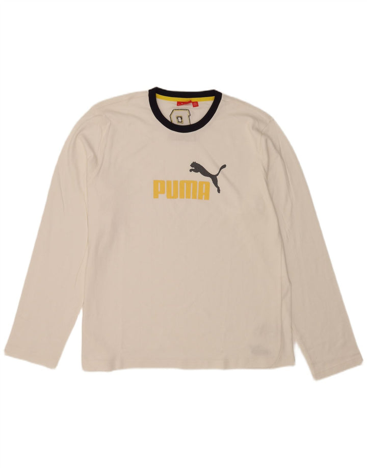 Ανδρικό γραφικό τοπ Puma μακρυμάνικο XL λευκό βαμβακερό