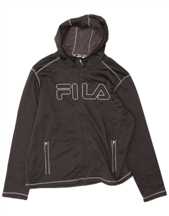 Ανδρικό πουλόβερ με κουκούλα με φερμουάρ Fila 2XL μαύρο πολυεστέρα