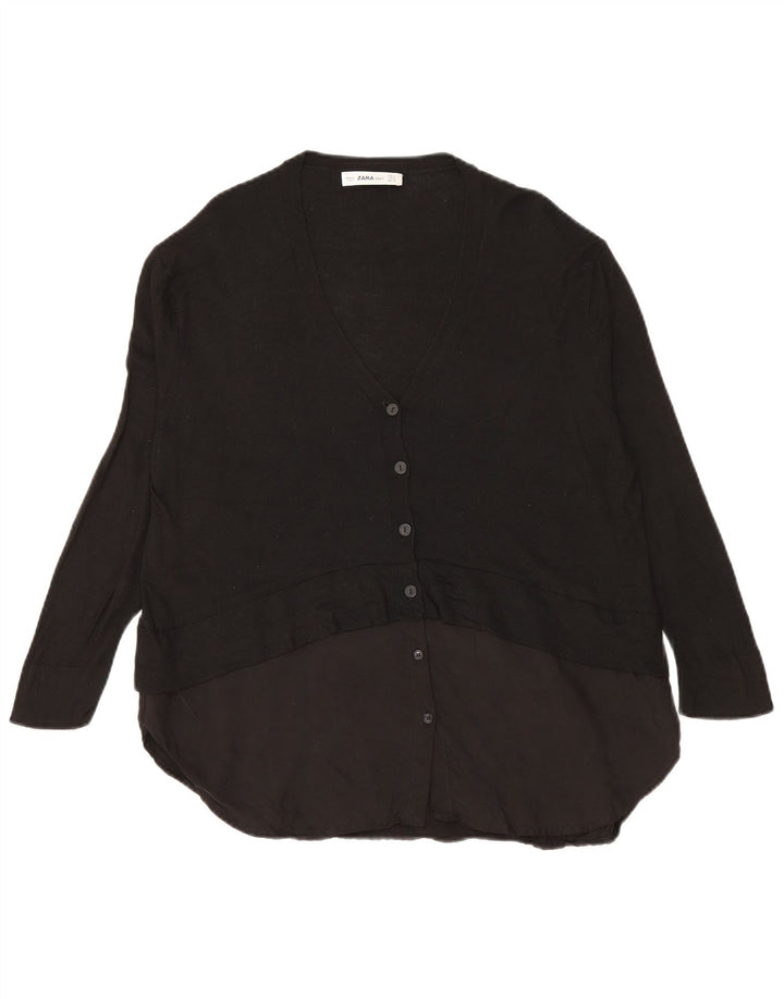 Zara Γυναικεία Ζακέτα Longline UK 14 Medium Black