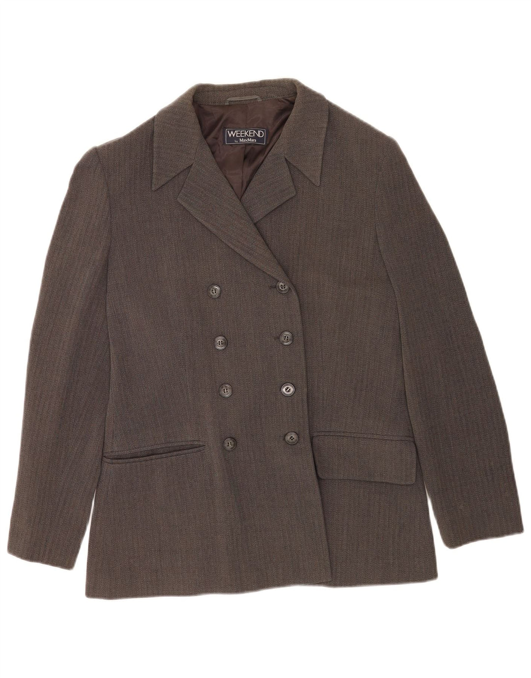 Max Mara Γυναικείο Σαββατοκύριακο Blazer Jacket UK 16 Large Grey Chevron