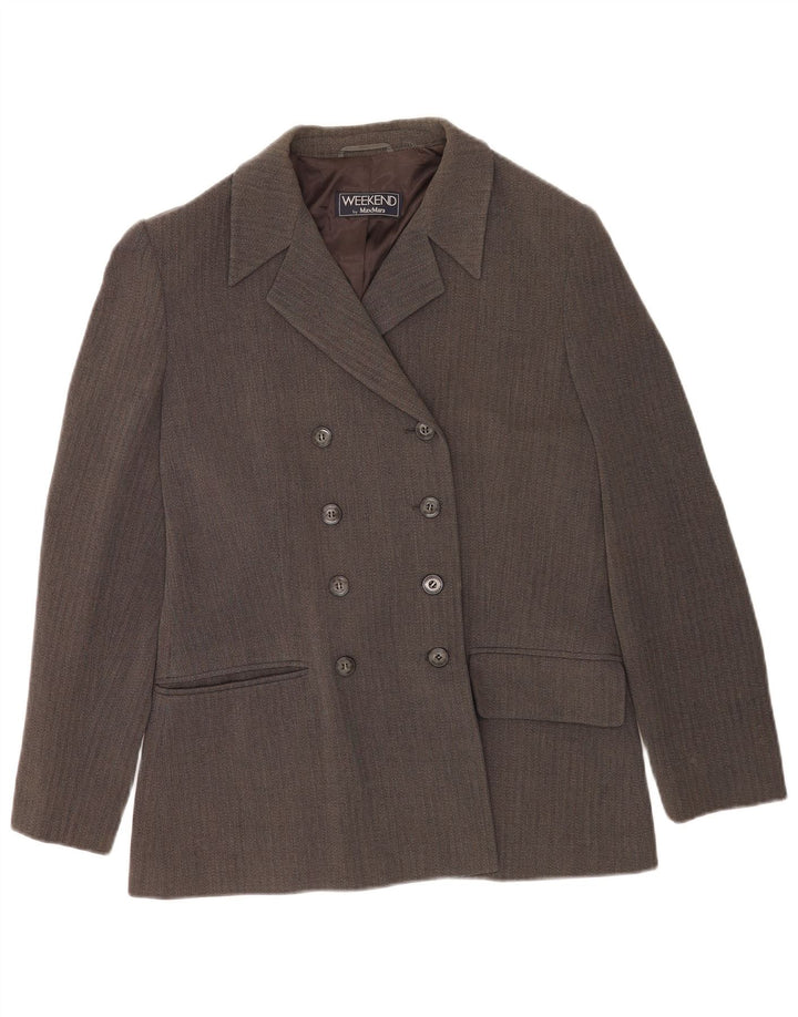 Max Mara Γυναικείο Σαββατοκύριακο Blazer Jacket UK 16 Large Grey Chevron