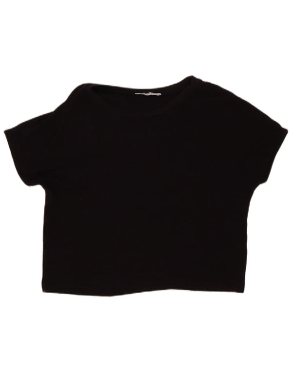 Γυναικείο T-Shirt Trafaluc Crop ZARA Top UK 14 Large Black