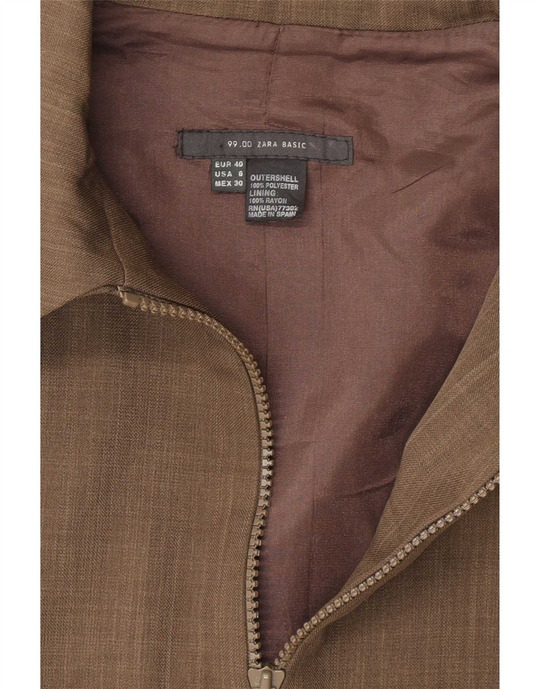 Zara Γυναικείο μπουφάν μπλέιζερ με φερμουάρ EU 40 Medium Khaki Polyester