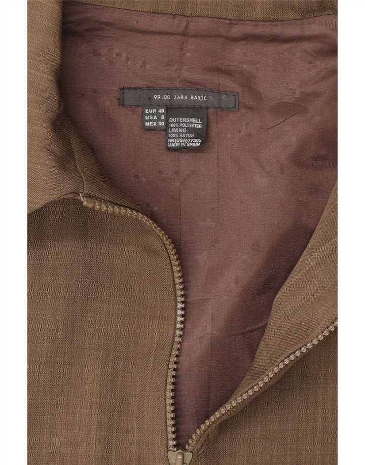 Zara Γυναικείο μπουφάν μπλέιζερ με φερμουάρ EU 40 Medium Khaki Polyester
