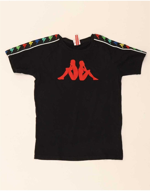 Kappa Boys Graphic T-Shirt Top 11-12 ετών Μαύρο βαμβακερό