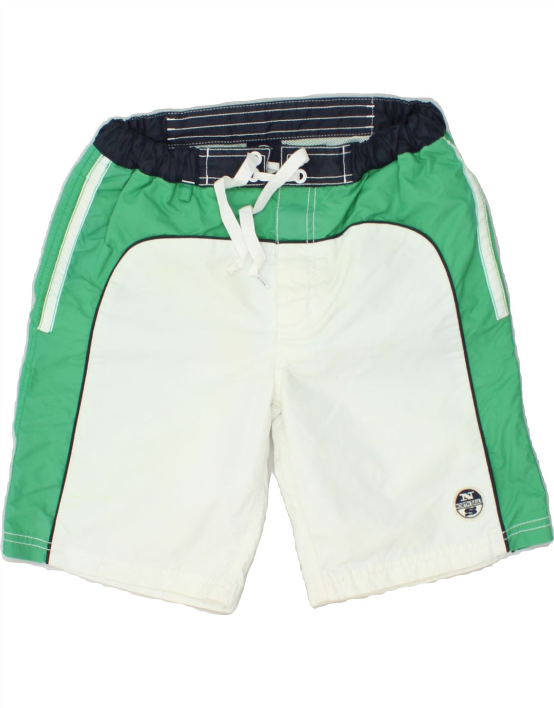 NORTH SAILS Boys Graphic Swimming Shorts 11-12 Years White Colourblock | Vintage North Sails | Thrift | Second-Hand North Sails | Used Clothing | Messina Hembry 