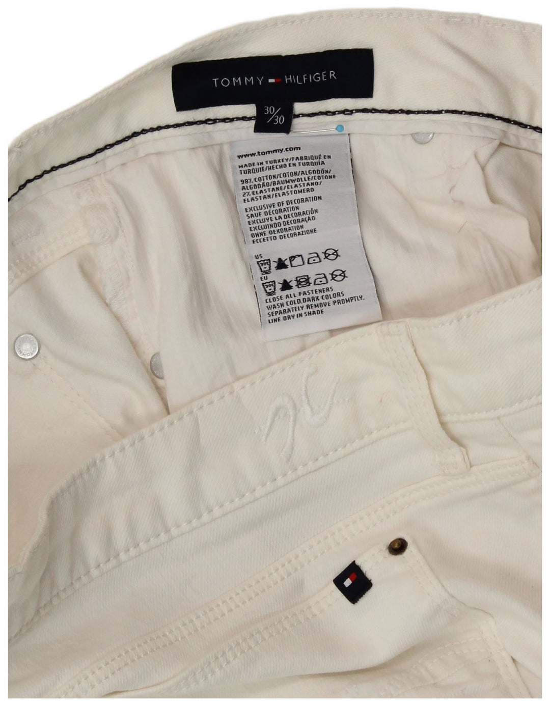 Γυναικείο τζιν μποτάκι TOMMY HILFIGER W30 L30 Λευκό βαμβακερό