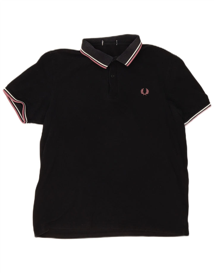 Fred Perry Ανδρικό Πόλο Μπλουζάκι Μεσαίο Μαύρο Βαμβακερό