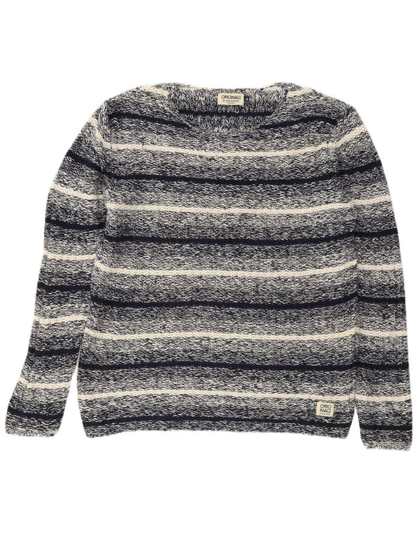 Jack & Jones Ανδρικό πουλόβερ με λαιμόκαυστο βαμβακερό XL Navy Blue ριγέ