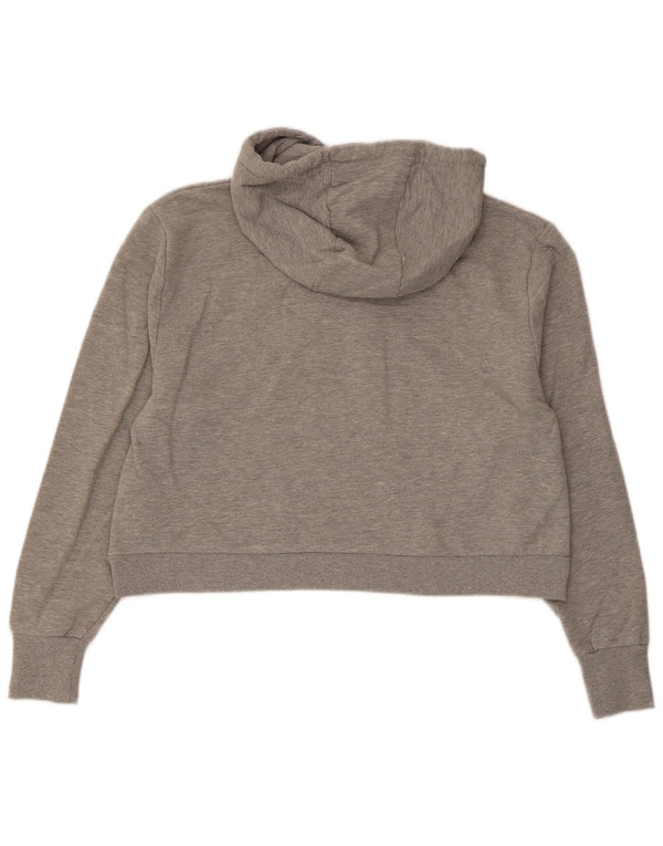 Ellesse Γυναικείο Υπερμεγέθη γραφικό Crop Hoodie Jumper UK 10 Small Grey Cotton