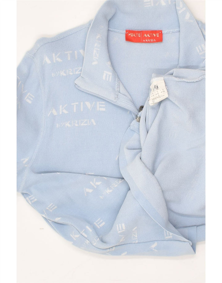 PERTE BY KRIZIA Womens Graphic Tracksuit Top Jacket UK 10 Small Blue | Vintage Perte by Krizia | Thrift | Second-Hand Perte by Krizia | Used Clothing | Messina Hembry 