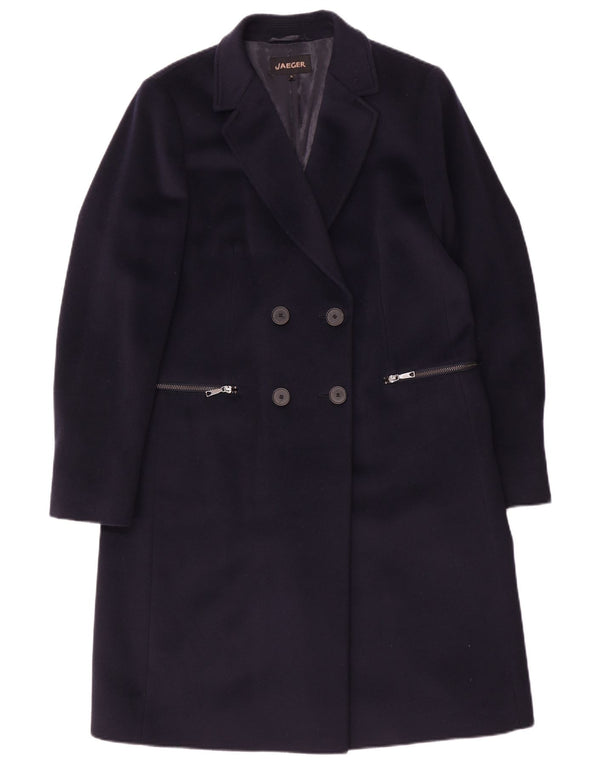 Jaeger Γυναικείο παλτό με διπλό στήθος UK 10 Small Navy Blue Wool