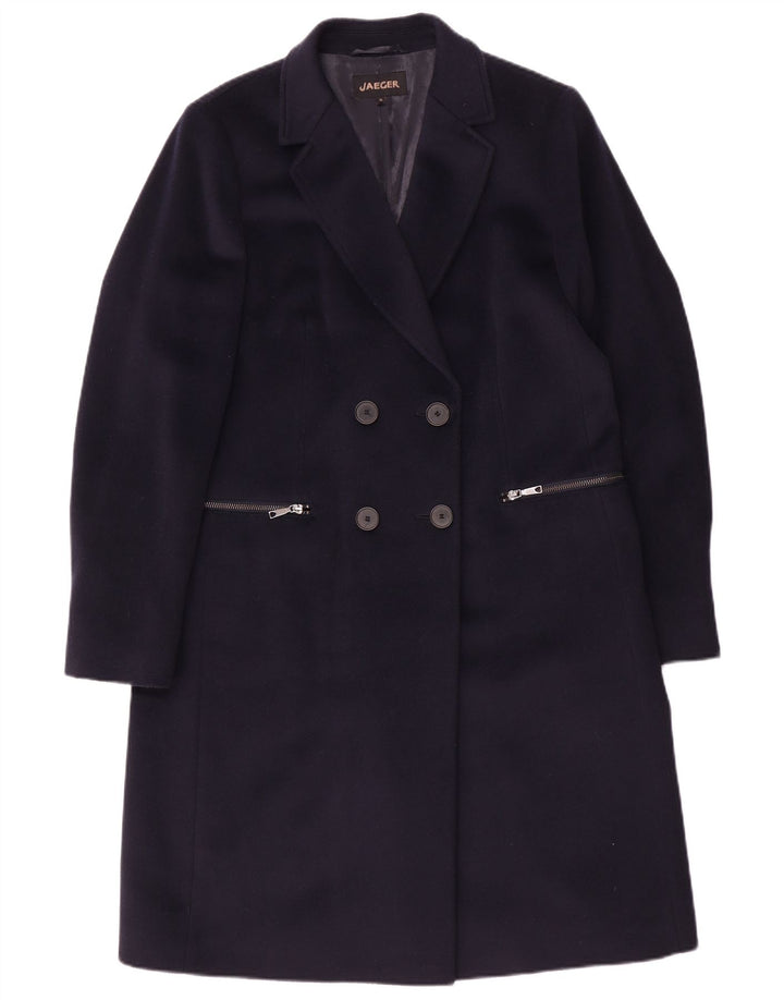 Jaeger Γυναικείο παλτό με διπλό στήθος UK 10 Small Navy Blue Wool