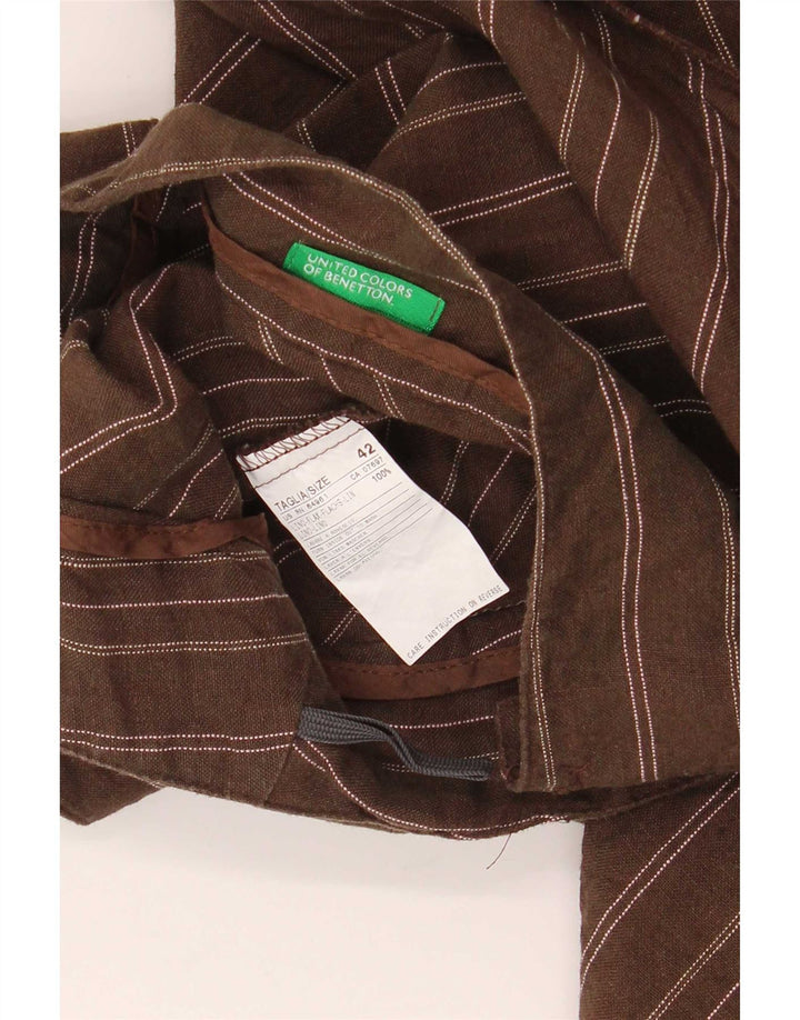 Γυναικεία ασύμμετρη φούστα Benetton Wrap IT 42 Medium W32 Καφέ ριγέ