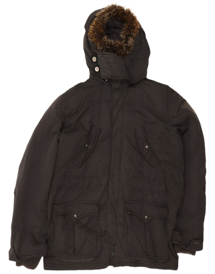 Ανδρικό μπουφάν με κουκούλα Levi's UK 42 XL μαύρο πολυεστέρα